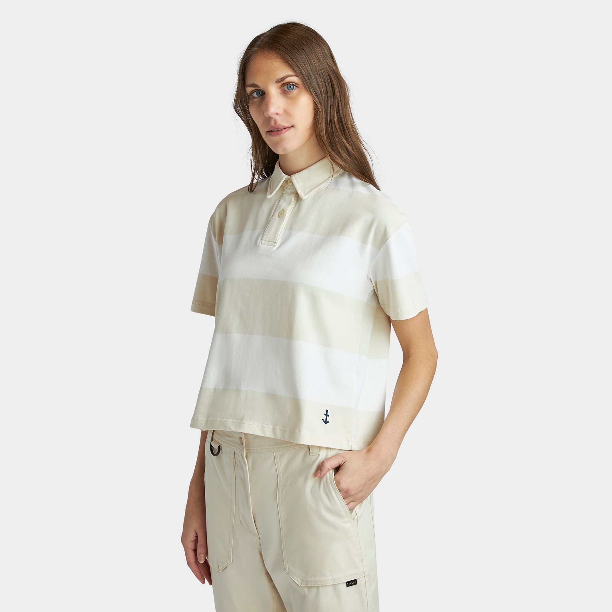 Stripe Marine Cropped Polo